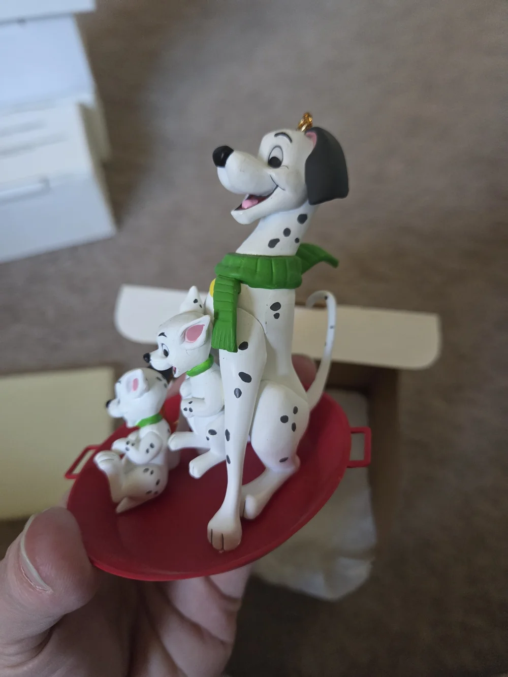 DISNEY Grolier 101 Dalmatians Christmas Ornament w/ Box #26231 105 Dogs Vintage